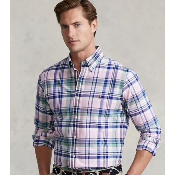 Polo Ralph Lauren Men's Oxford Shirt Classic Fit Plaid Pastel Preppy Office XL - Picture 1 of 11